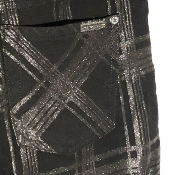 7 FOR ALL MANKIND black silver shine stretch pants stretch shine size 28 READ - Picture 6 of 7